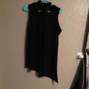 Large black asymmetric blouse